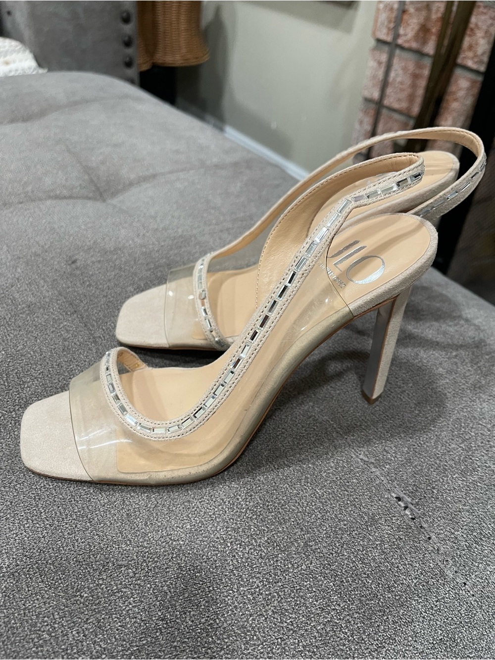 Clear Strap Nude Slingback Heels by JLo